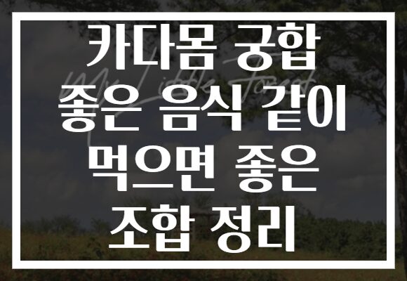 카다몸 궁합 좋은 음식 같이 먹으면 좋은 조합 정리