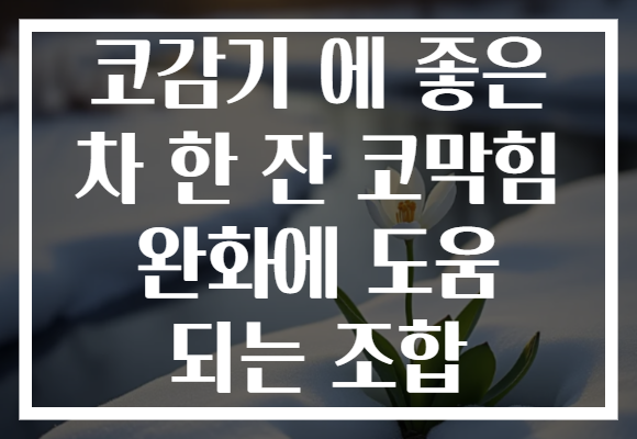 코감기 에 좋은 차 한 잔 코막힘 완화에 도움 되는 조합