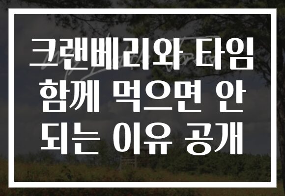 크랜베리와 타임 함께 먹으면 안 되는 이유 공개
