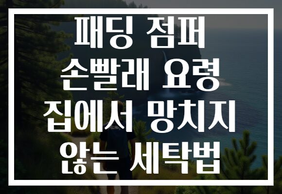 패딩 점퍼 손빨래 요령 집에서 망치지 않는 세탁법