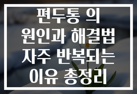 편두통 의 원인과 해결법 자주 반복되는 이유 총정리