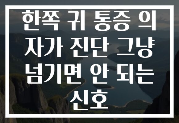 한쪽 귀 통증 의 자가 진단 그냥 넘기면 안 되는 신호