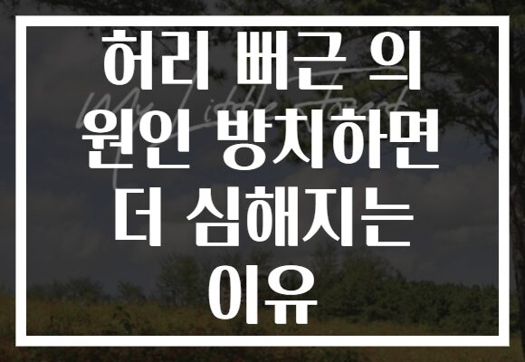 허리 뻐근 의 원인 방치하면 더 심해지는 이유