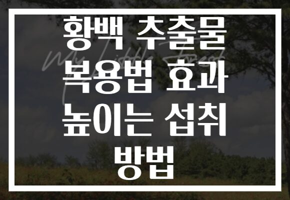 황백 추출물 복용법 효과 높이는 섭취 방법