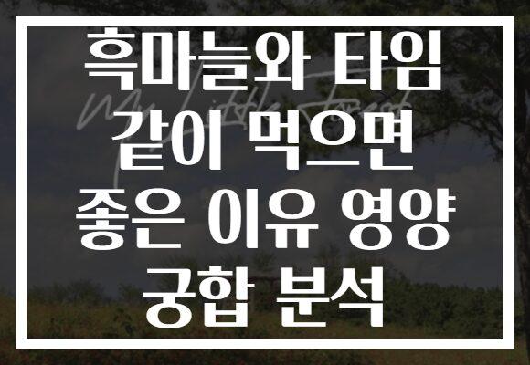 흑마늘와 타임 같이 먹으면 좋은 이유 영양 궁합 분석
