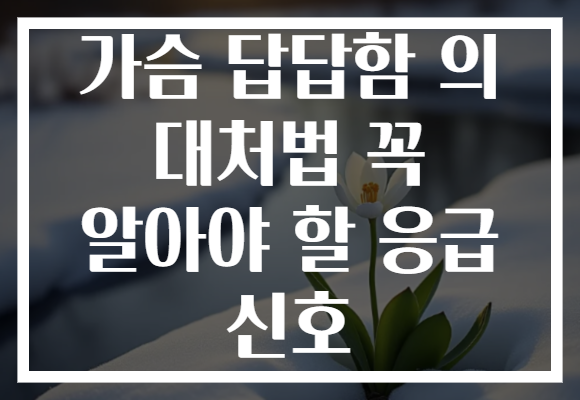 가슴 답답함 의 대처법 꼭 알아야 할 응급 신호