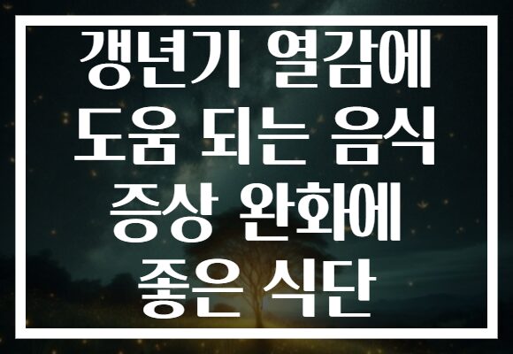 갱년기 열감에 도움 되는 음식 증상 완화에 좋은 식단