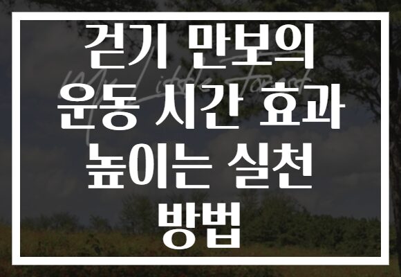 걷기 만보의 운동 시간 효과 높이는 실천 방법