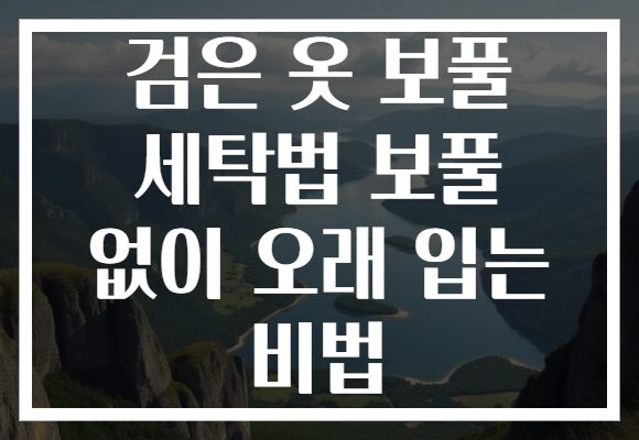 검은 옷 보풀 세탁법 보풀 없이 오래 입는 비법
