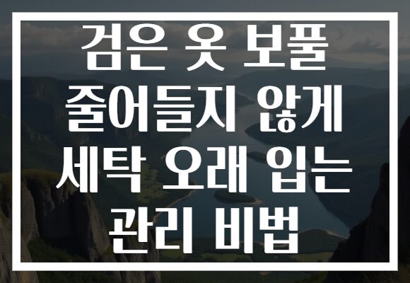 검은 옷 보풀 줄어들지 않게 세탁 오래 입는 관리 비법