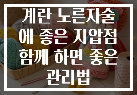 계란 노른자술 에 좋은 지압점 함께 하면 좋은 관리법