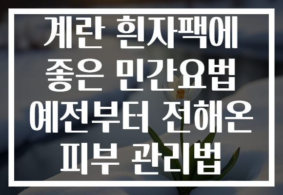 계란 흰자팩에 좋은 민간요법 예전부터 전해온 피부 관리법