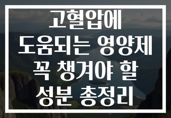 고혈압에 도움되는 영양제 꼭 챙겨야 할 성분 총정리