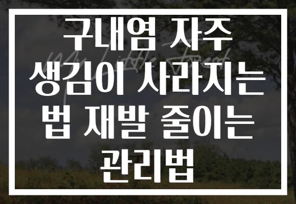 구내염 자주 생김이 사라지는 법 재발 줄이는 관리법