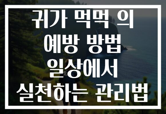 귀가 먹먹 의 예방 방법 일상에서 실천하는 관리법