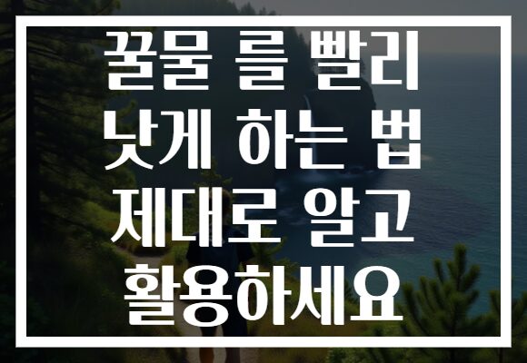 꿀물 를 빨리 낫게 하는 법 제대로 알고 활용하세요
