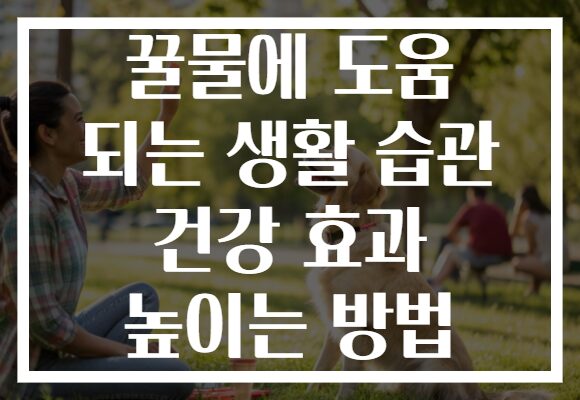 꿀물에 도움 되는 생활 습관 건강 효과 높이는 방법