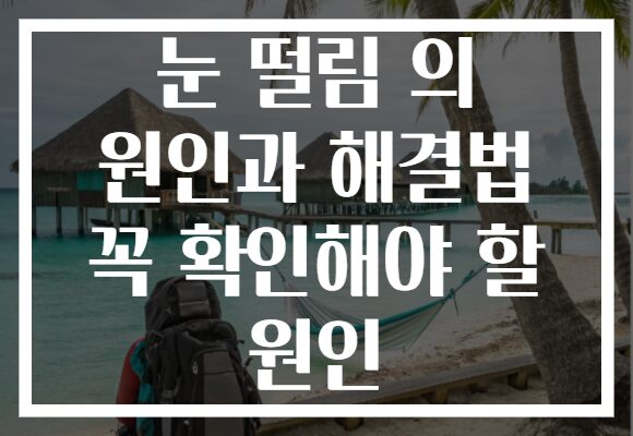 눈 떨림 의 원인과 해결법 꼭 확인해야 할 원인