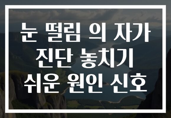 눈 떨림 의 자가 진단 놓치기 쉬운 원인 신호