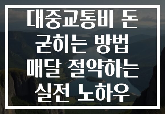 대중교통비 돈 굳히는 방법 매달 절약하는 실전 노하우