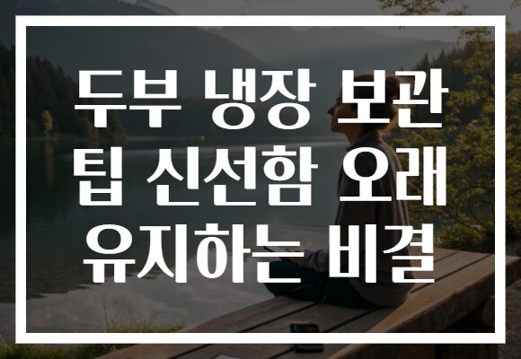 두부 냉장 보관 팁 신선함 오래 유지하는 비결