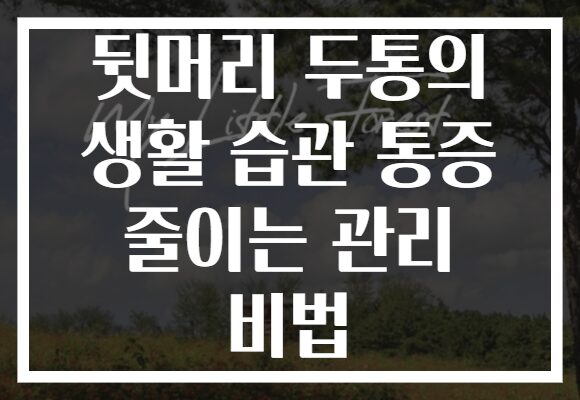 뒷머리 두통의 생활 습관 통증 줄이는 관리 비법