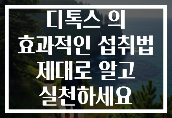디톡스 의 효과적인 섭취법 제대로 알고 실천하세요