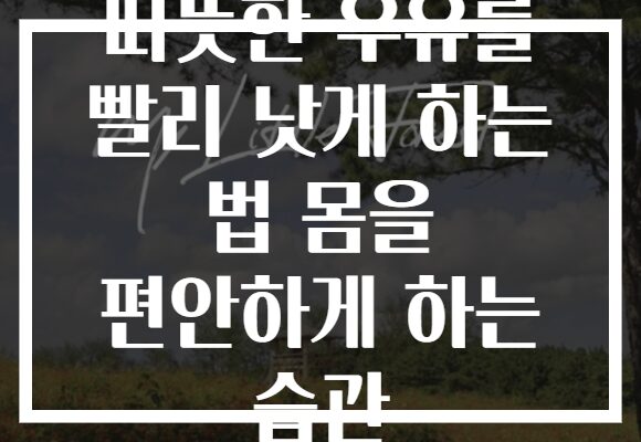 따뜻한 우유를 빨리 낫게 하는 법 몸을 편안하게 하는 습관