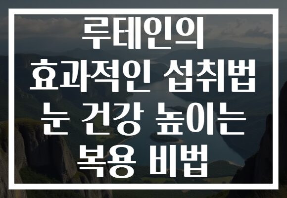 루테인의 효과적인 섭취법 눈 건강 높이는 복용 비법