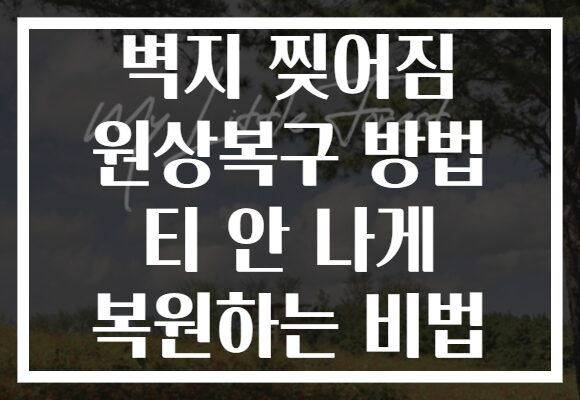 벽지 찢어짐 원상복구 방법 티 안 나게 복원하는 비법