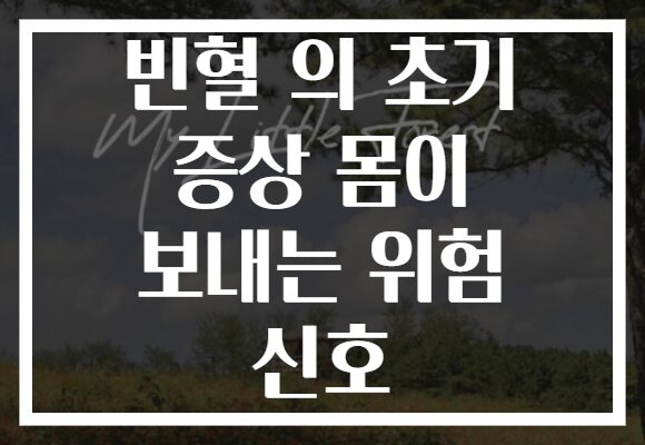 빈혈 의 초기 증상 몸이 보내는 위험 신호