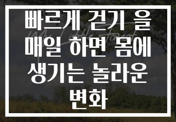 빠르게 걷기 을 매일 하면 몸에 생기는 놀라운 변화