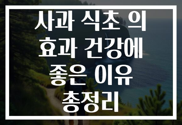 사과 식초 의 효과 건강에 좋은 이유 총정리