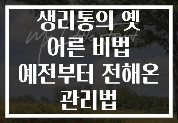 생리통의 옛 어른 비법 예전부터 전해온 관리법
