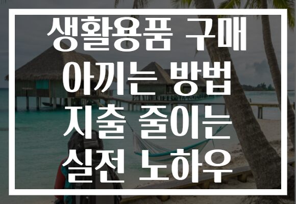 생활용품 구매 아끼는 방법 지출 줄이는 실전 노하우