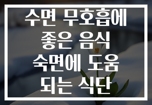 수면 무호흡에 좋은 음식 숙면에 도움 되는 식단