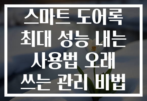 스마트 도어록 최대 성능 내는 사용법 오래 쓰는 관리 비법