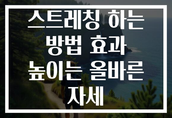 스트레칭 하는 방법 효과 높이는 올바른 자세