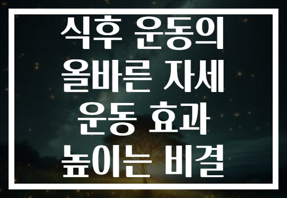 식후 운동의 올바른 자세 운동 효과 높이는 비결