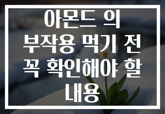 아몬드 의 부작용 먹기 전 꼭 확인해야 할 내용