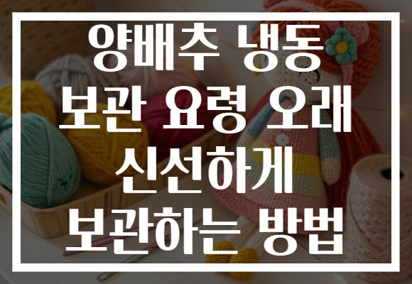 양배추 냉동 보관 요령 오래 신선하게 보관하는 방법