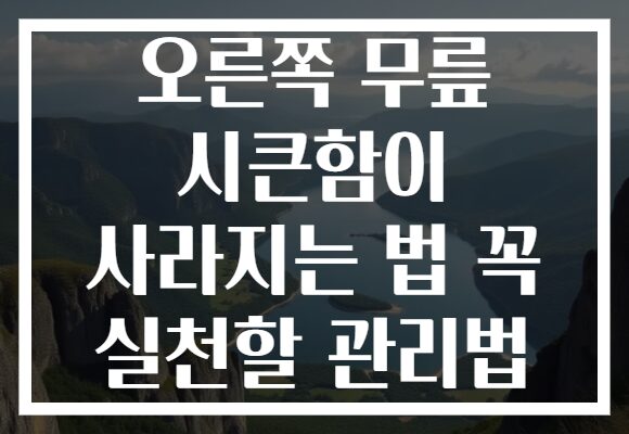 오른쪽 무릎 시큰함이 사라지는 법 꼭 실천할 관리법