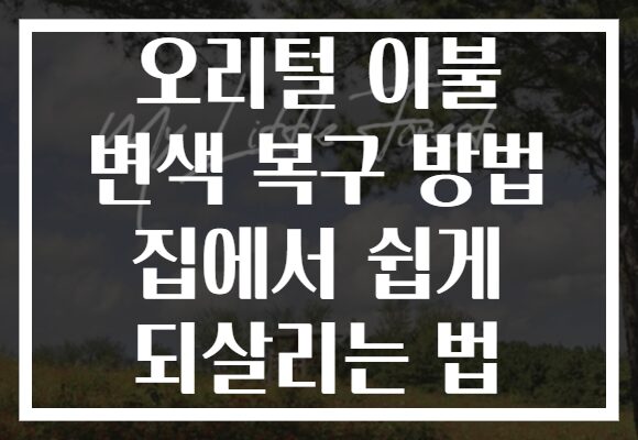 오리털 이불 변색 복구 방법 집에서 쉽게 되살리는 법