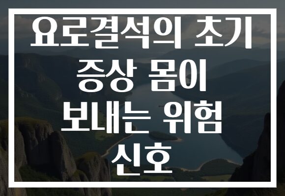 요로결석의 초기 증상 몸이 보내는 위험 신호