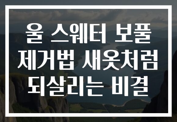 울 스웨터 보풀 제거법 새옷처럼 되살리는 비결