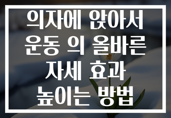 의자에 앉아서 운동 의 올바른 자세 효과 높이는 방법