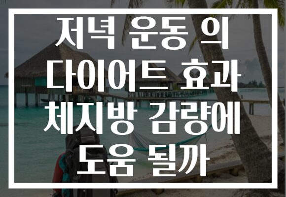 저녁 운동 의 다이어트 효과 체지방 감량에 도움 될까