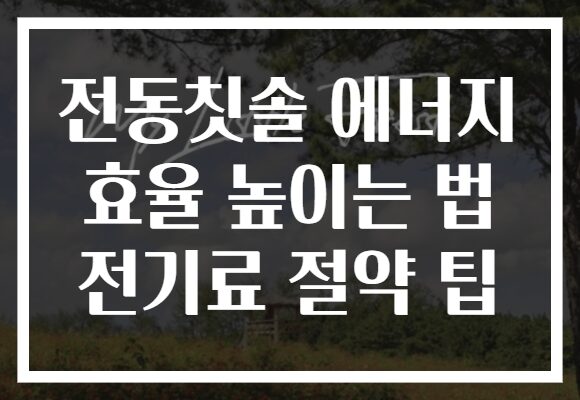전동칫솔 에너지 효율 높이는 법 전기료 절약 팁