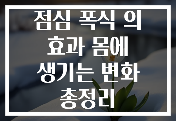 점심 폭식 의 효과 몸에 생기는 변화 총정리