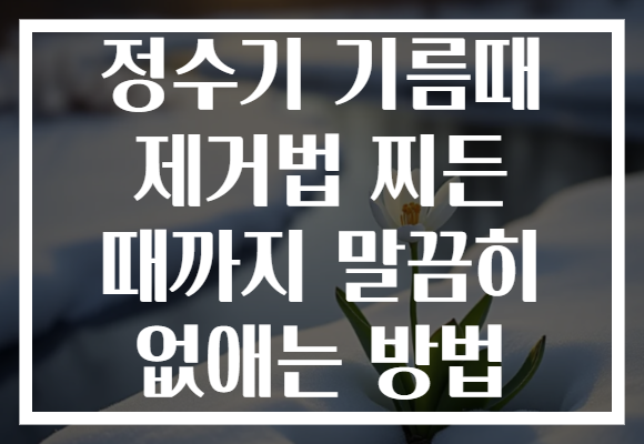 정수기 기름때 제거법 찌든 때까지 말끔히 없애는 방법